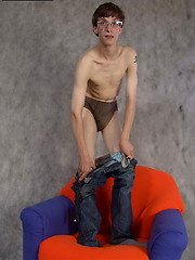 Skinny nerdy boy turns out to sport a nice long dick made for gay anal sex